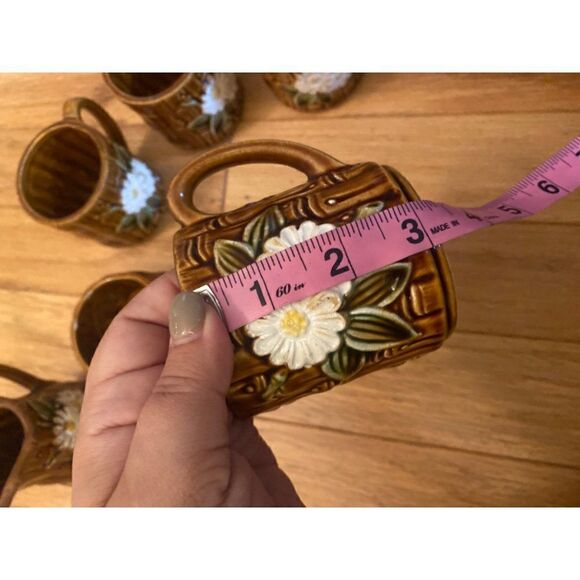 Made in Japan, 4 cups bamboo style with cream and sugar jars - Picture 6 of 7